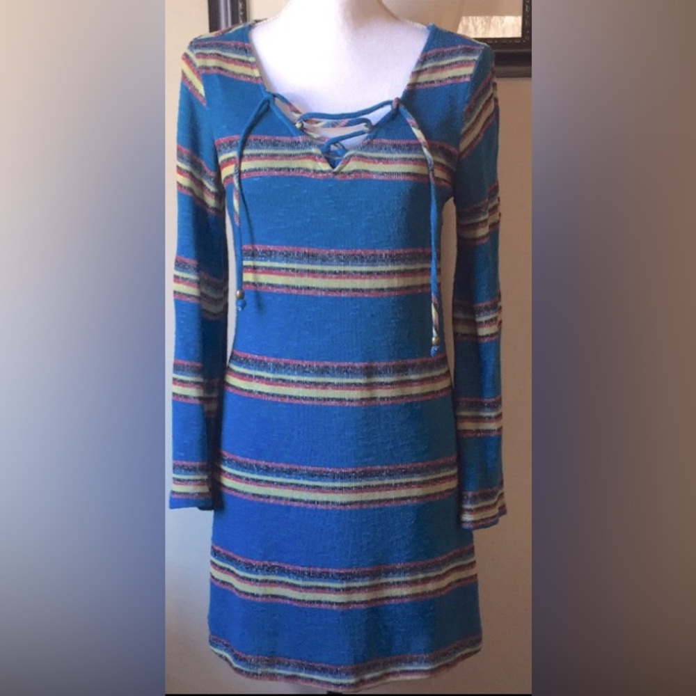 BeBop Blue/Yellow Knit Dress Size S/M